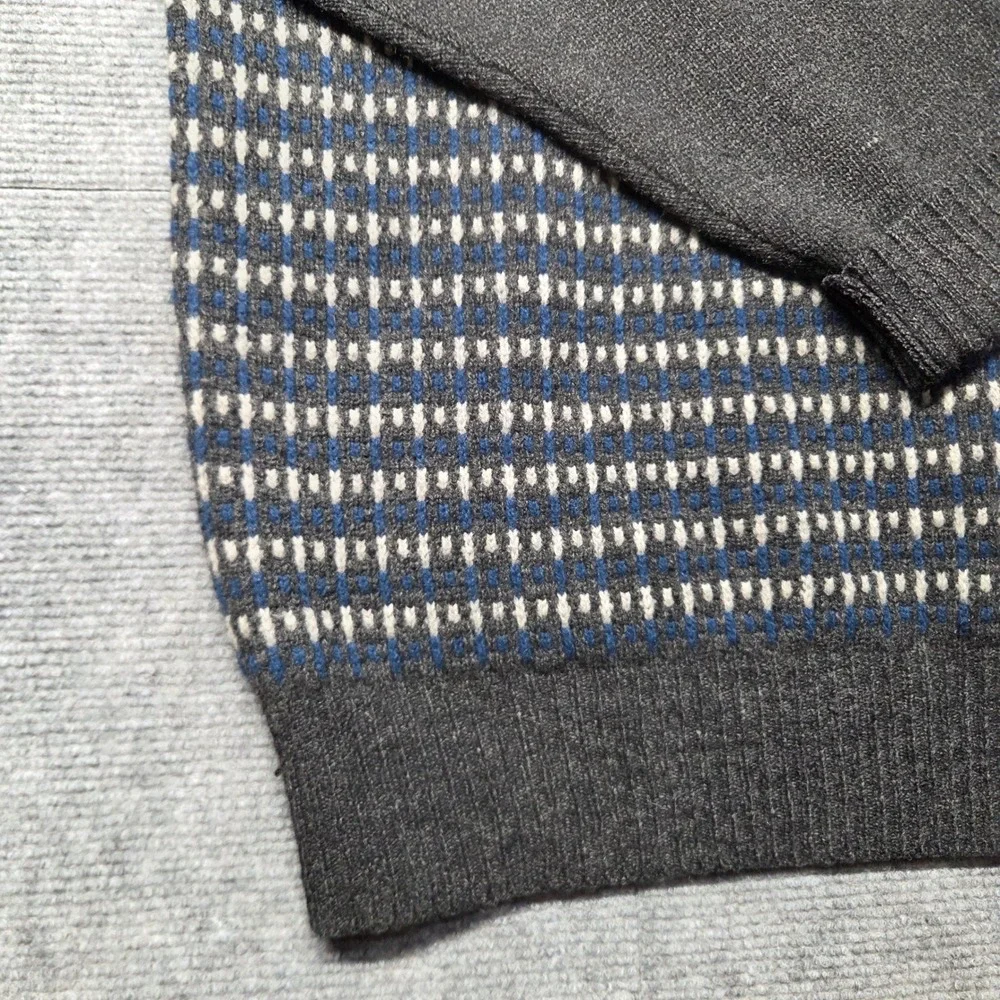 Bobby Jones Players Mens XL 100% Lambswool Quarter Zip Sweater Grey Blue Knit